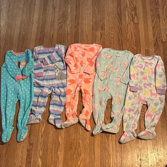 Carter's Cozy Blue and Pink and Purple Footies Pajamas - Picture 1 of 9